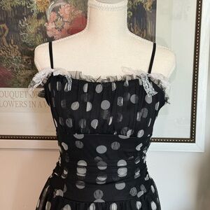 Elegant Black and White Polka Dot Dress